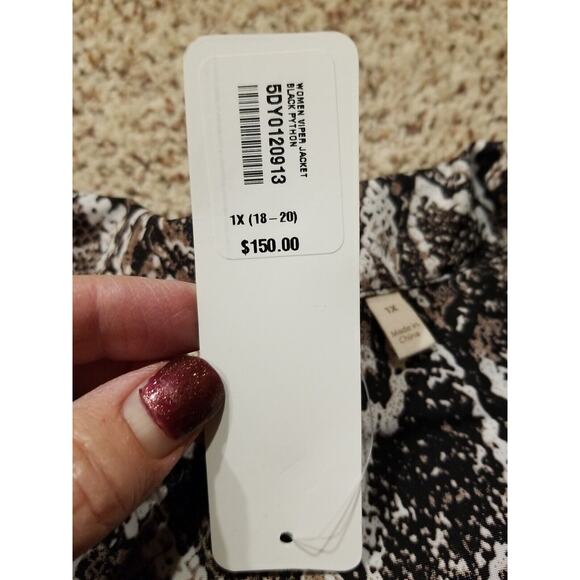 Soft Surroundings Women's 1X Black Brwn White Python Viper Jacket Raincoat NWT - Picture 8 of 13